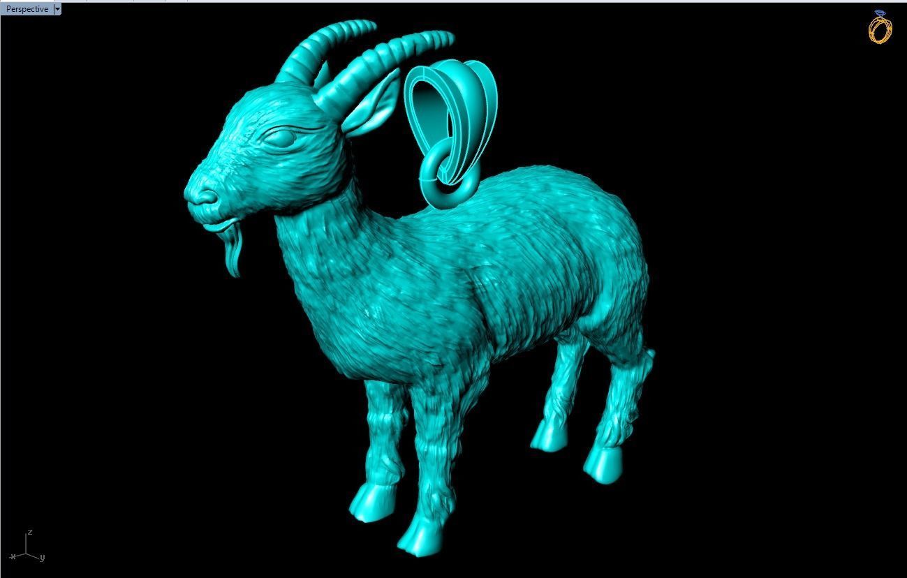 Goat pendant 3D print model_5