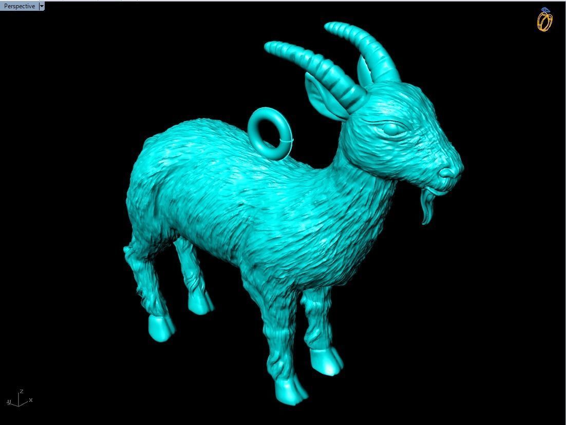 Goat pendant 3D print model_2