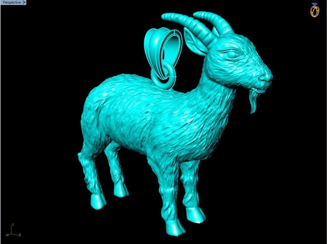 Goat pendant 3D print model_6