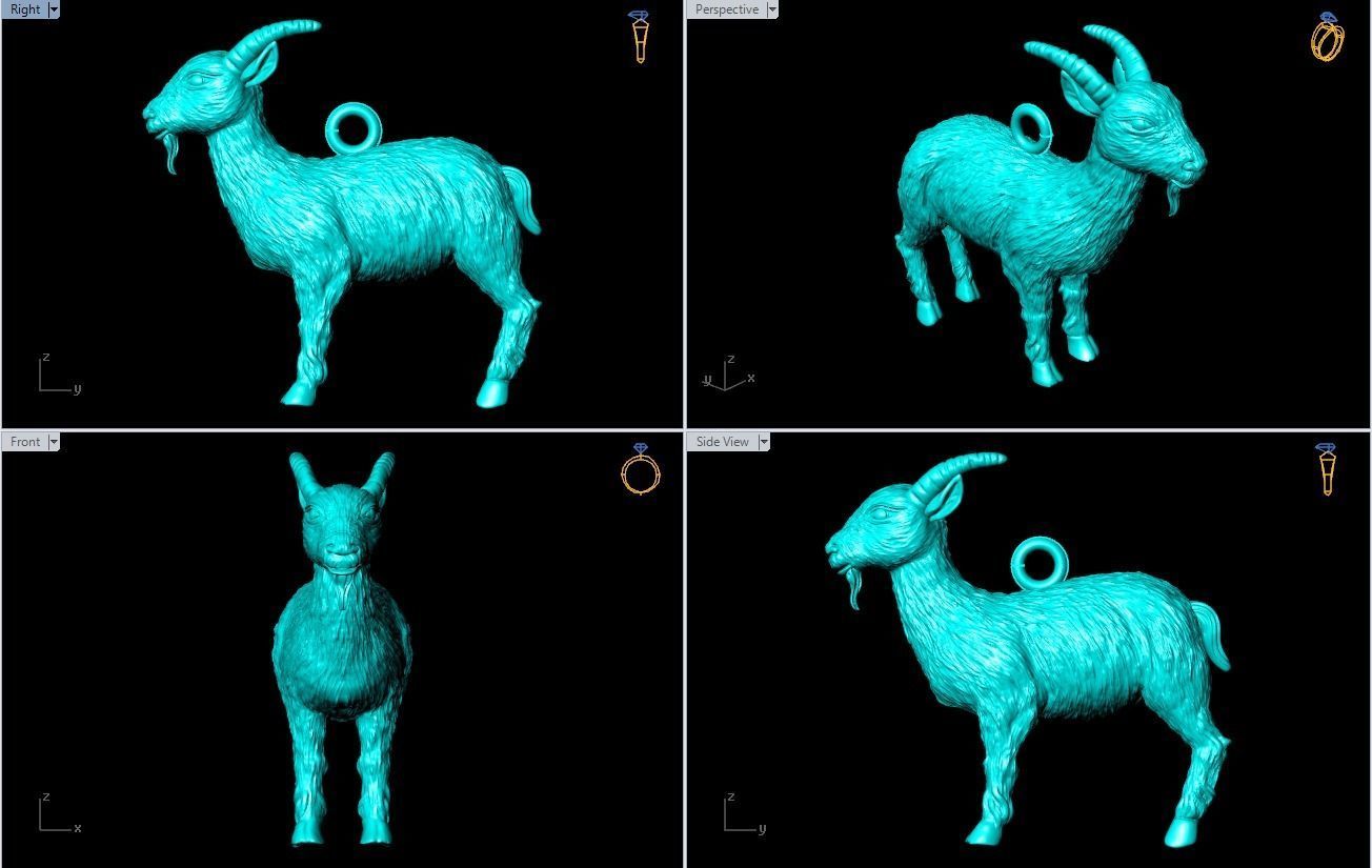 Goat pendant 3D print model_3