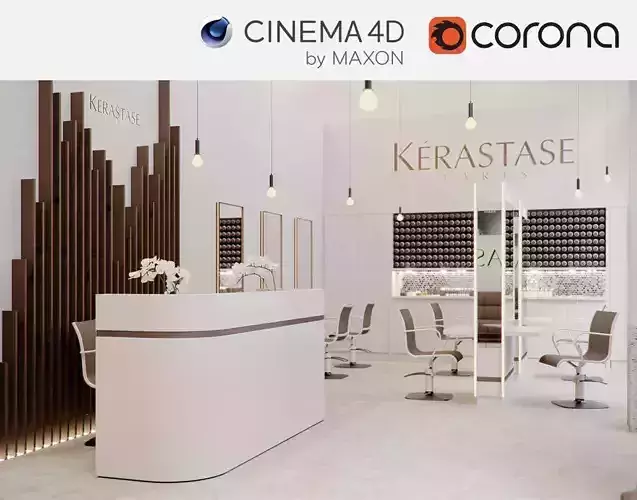 Corona - C4D Scene files - Salon Scene interior 3D model 3D model