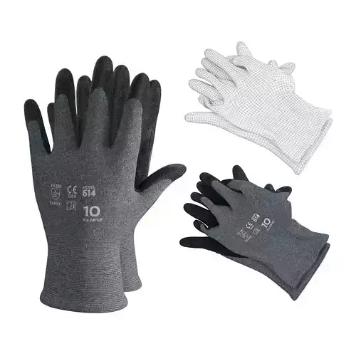 Protective Coated Gloves 3D model