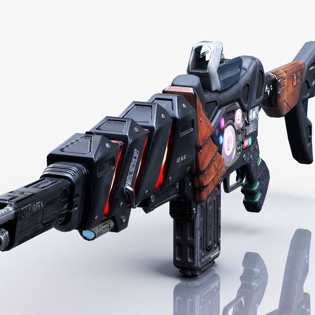 SciFi Gun Weapon- Encre Low-poly 3D model_23