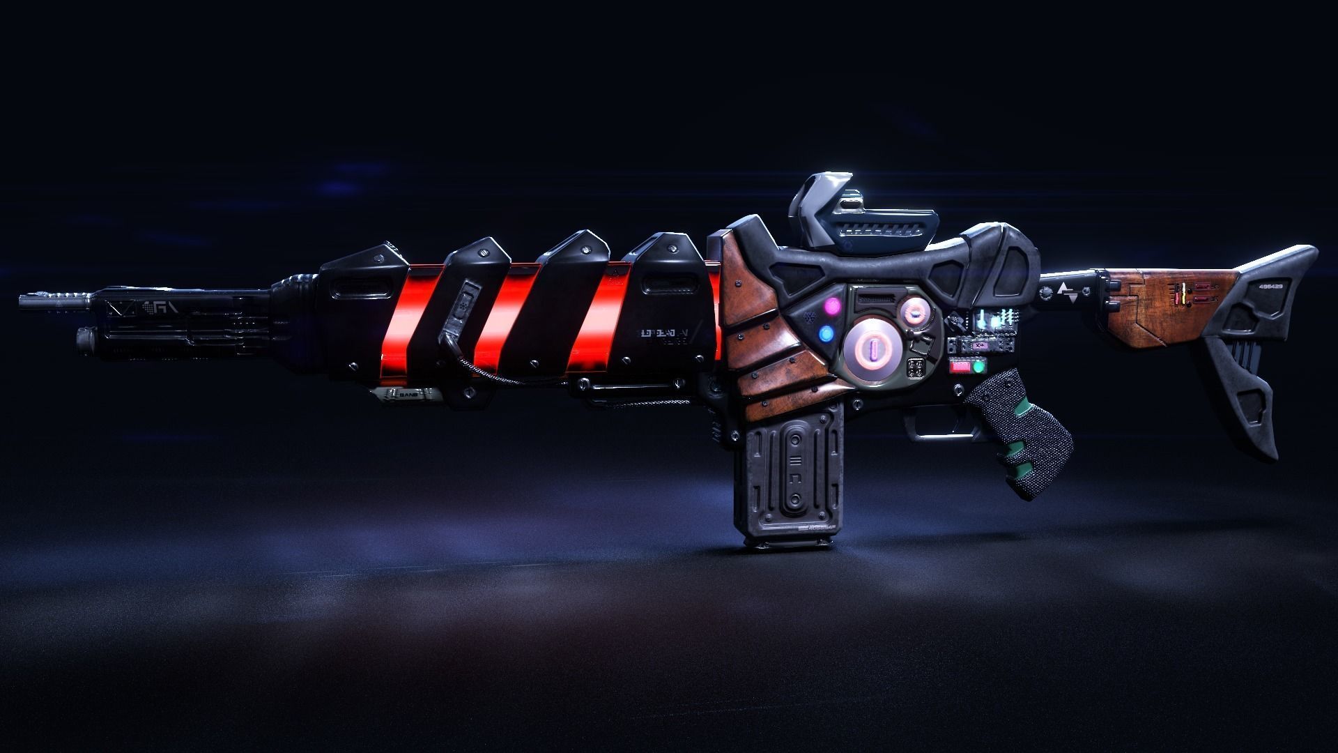 SciFi Gun Weapon- Encre Low-poly 3D model_4