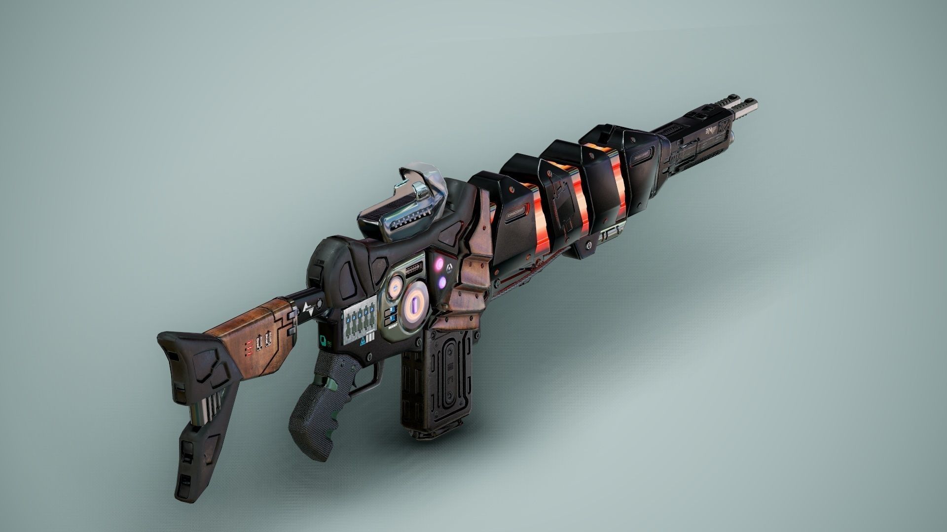 SciFi Gun Weapon- Encre Low-poly 3D model_31