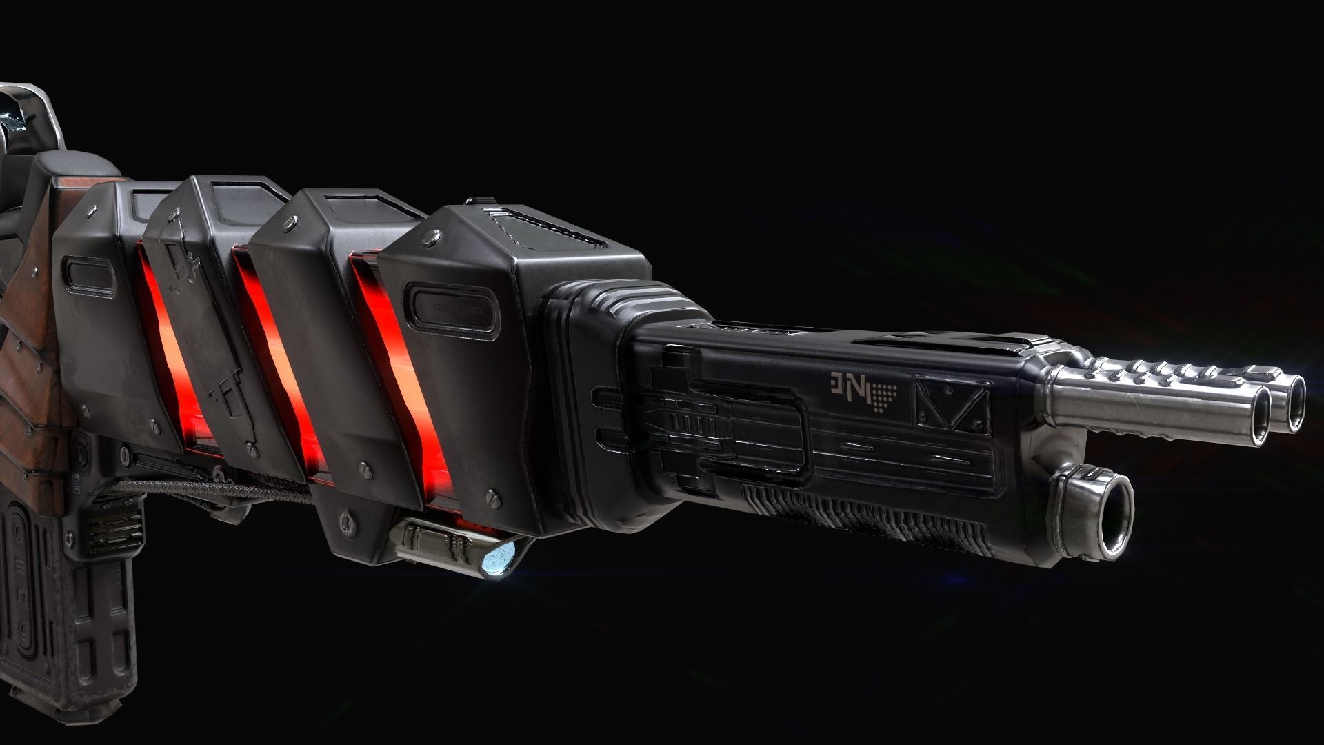 SciFi Gun Weapon- Encre Low-poly 3D model_7