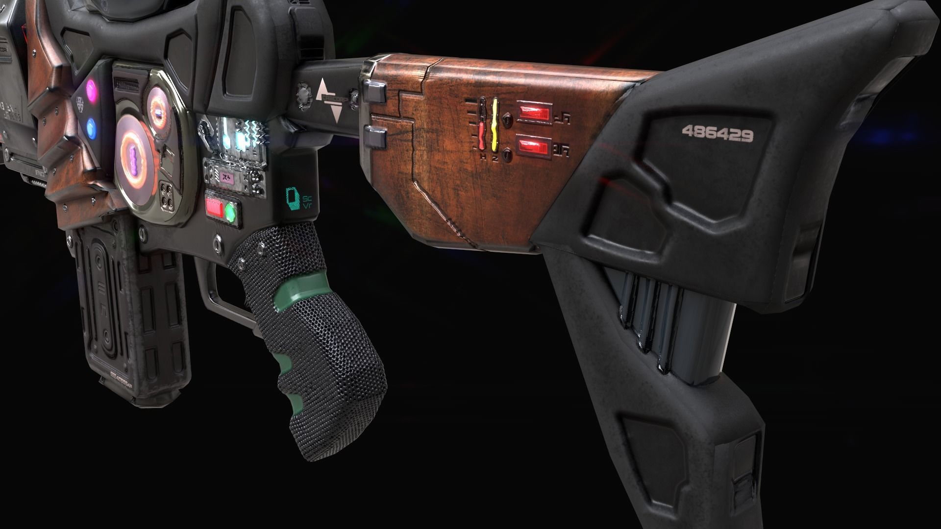 SciFi Gun Weapon- Encre Low-poly 3D model_14