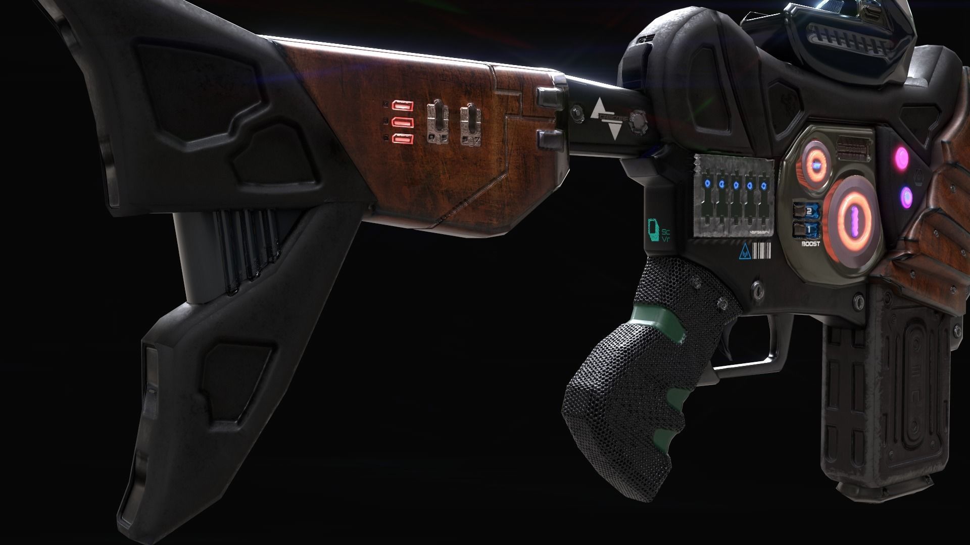 SciFi Gun Weapon- Encre Low-poly 3D model_16