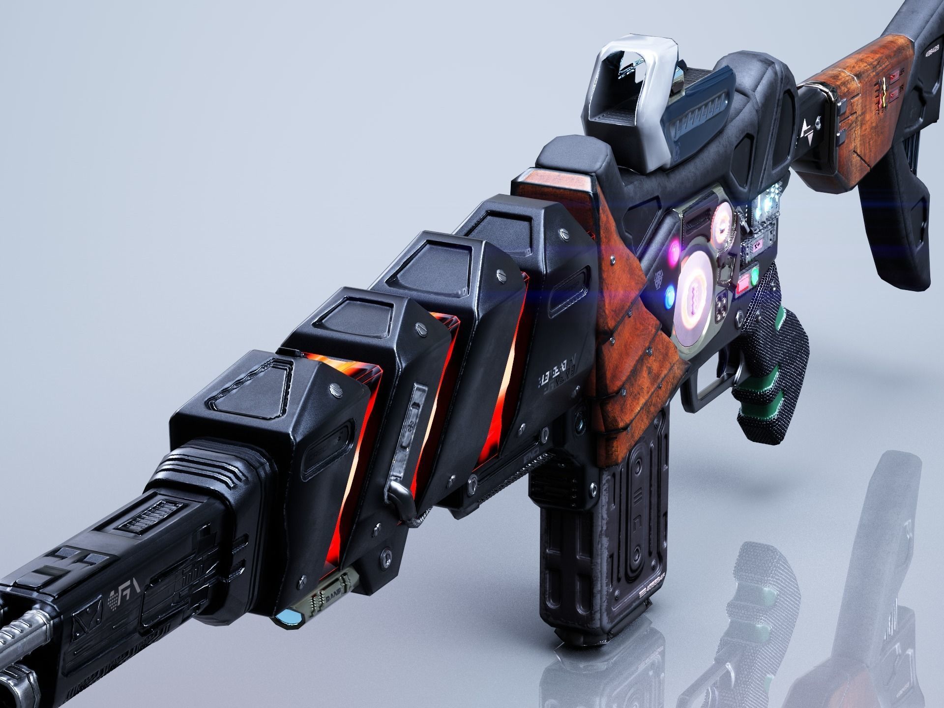 SciFi Gun Weapon- Encre Low-poly 3D model_3
