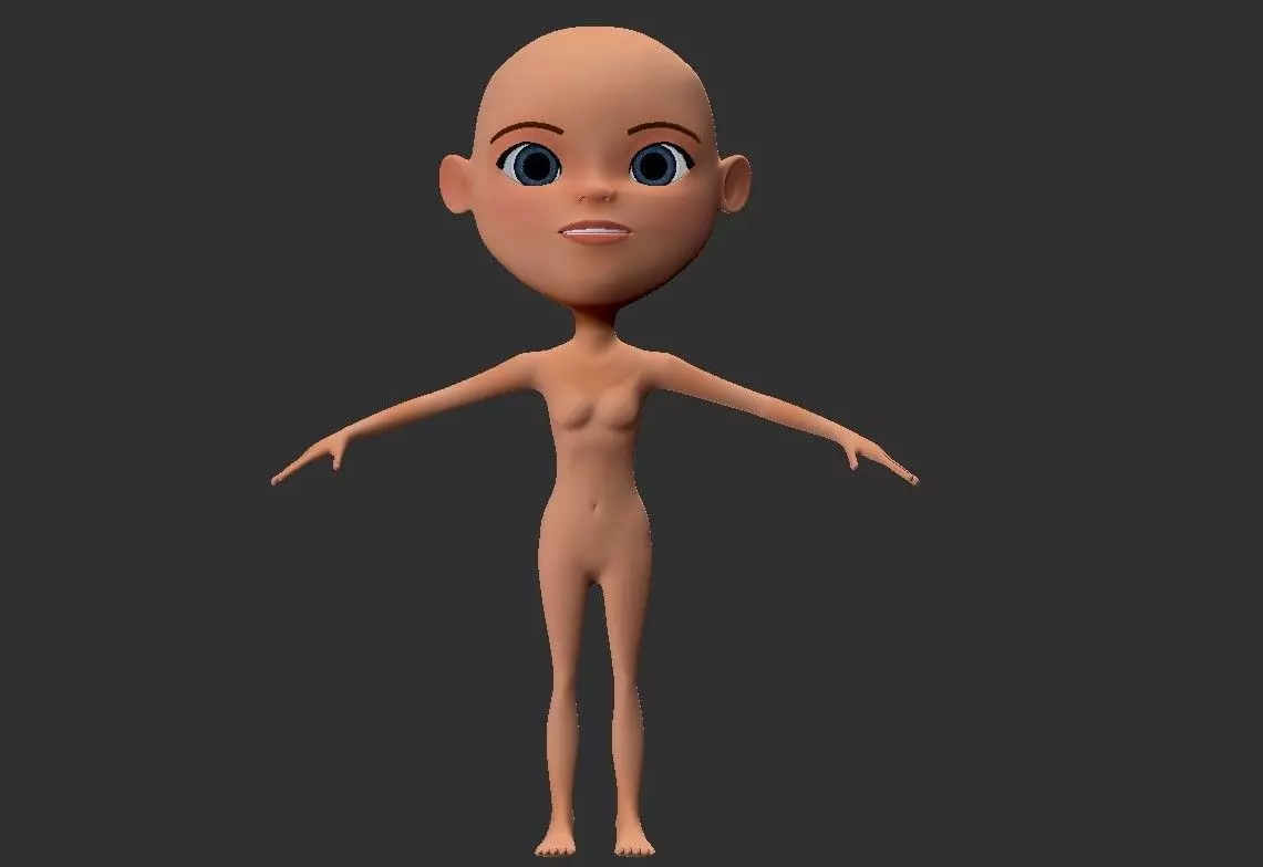 BASE MESH CARTOON GIRL 3D print model_0