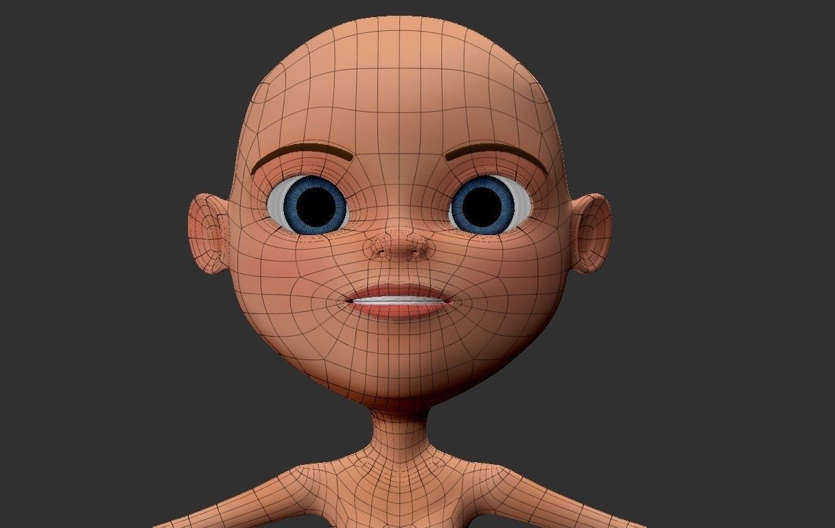 BASE MESH CARTOON GIRL 3D print model_5
