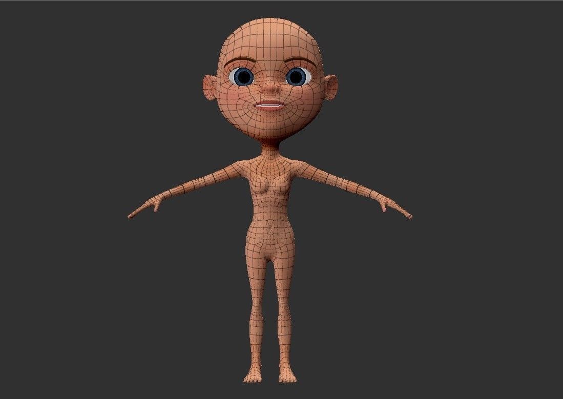 BASE MESH CARTOON GIRL 3D print model_6