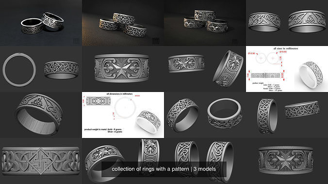collection of rings with a pattern 