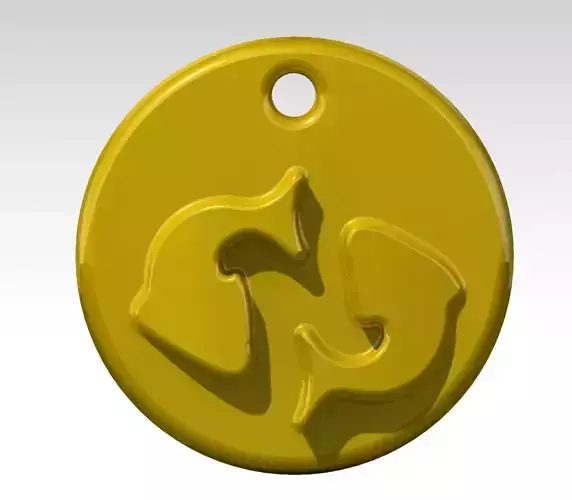 PISCES circular tag with two fish 3D print model
