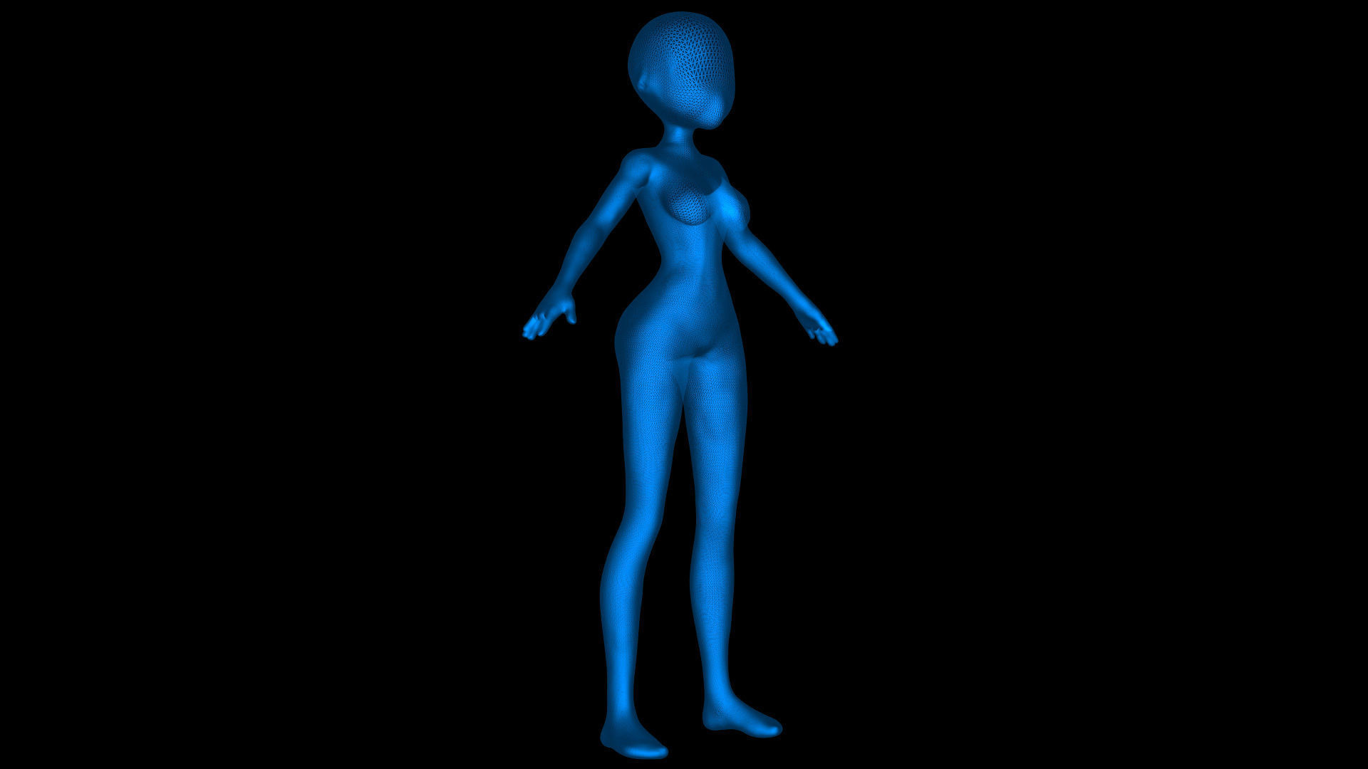 Cartoon Faceless BaseMesh Woman 3D model_1