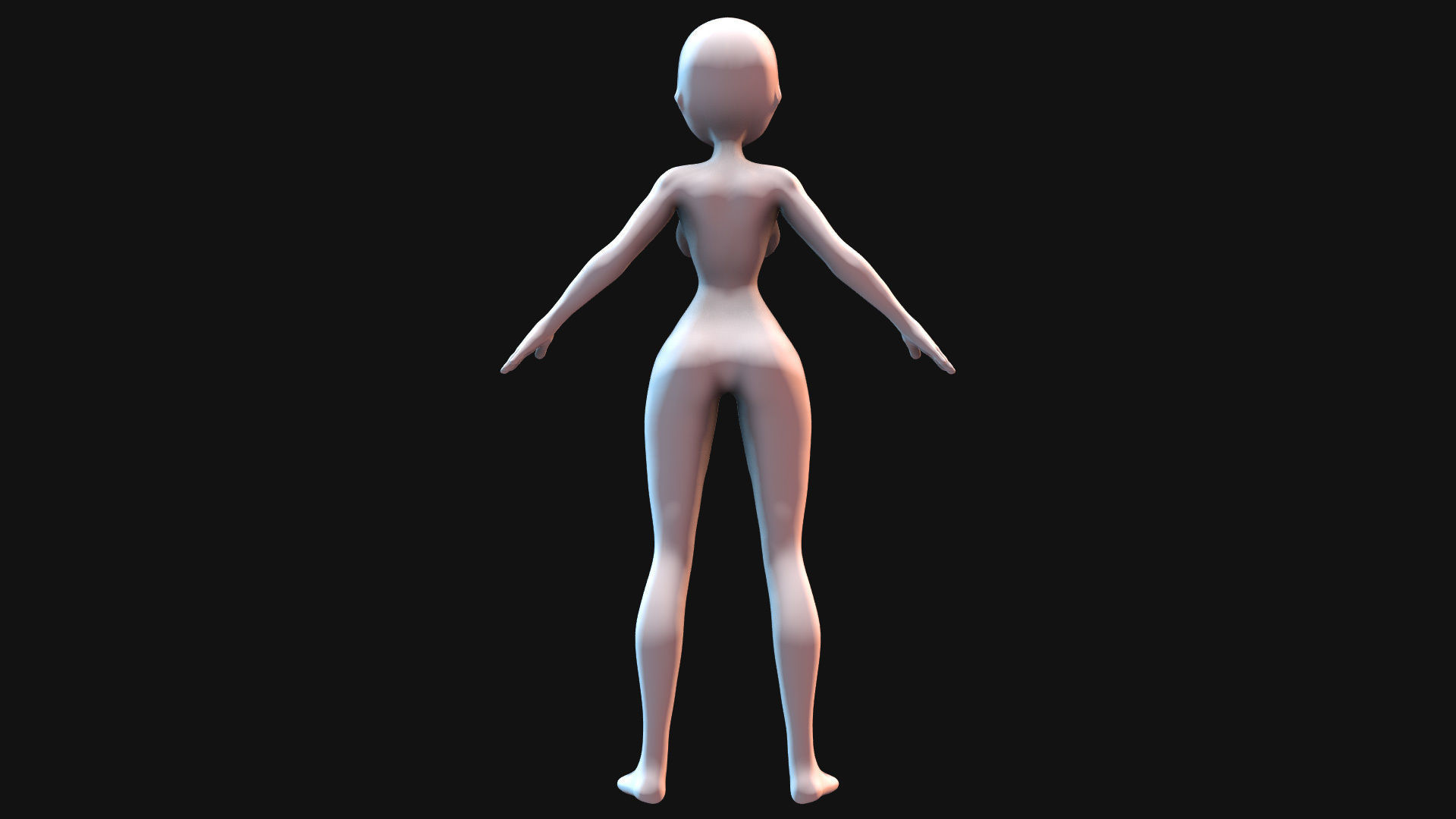 Cartoon Faceless BaseMesh Woman 3D model_5