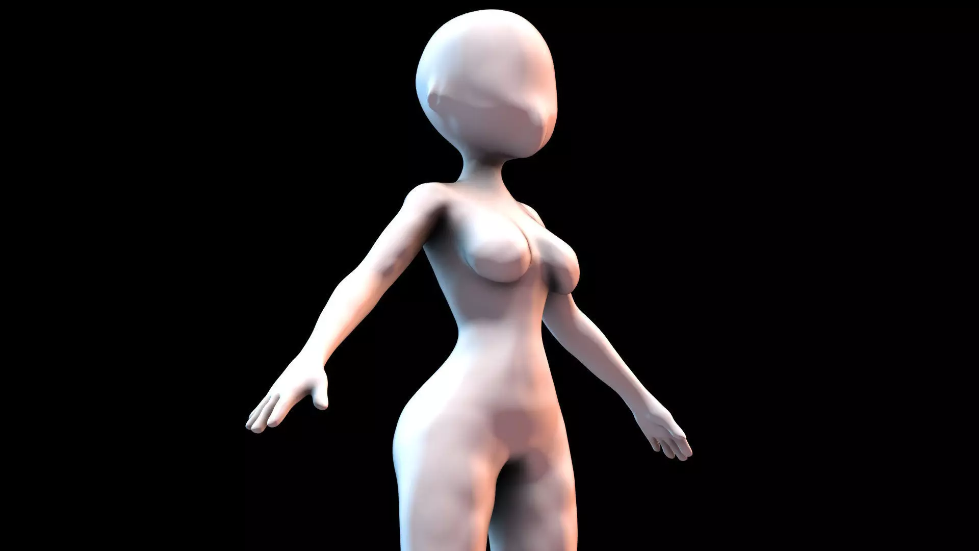 Cartoon Faceless BaseMesh Woman 3D model_0