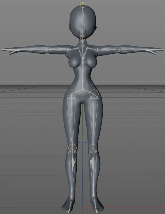 Cartoon Faceless BaseMesh Woman 3D model_6