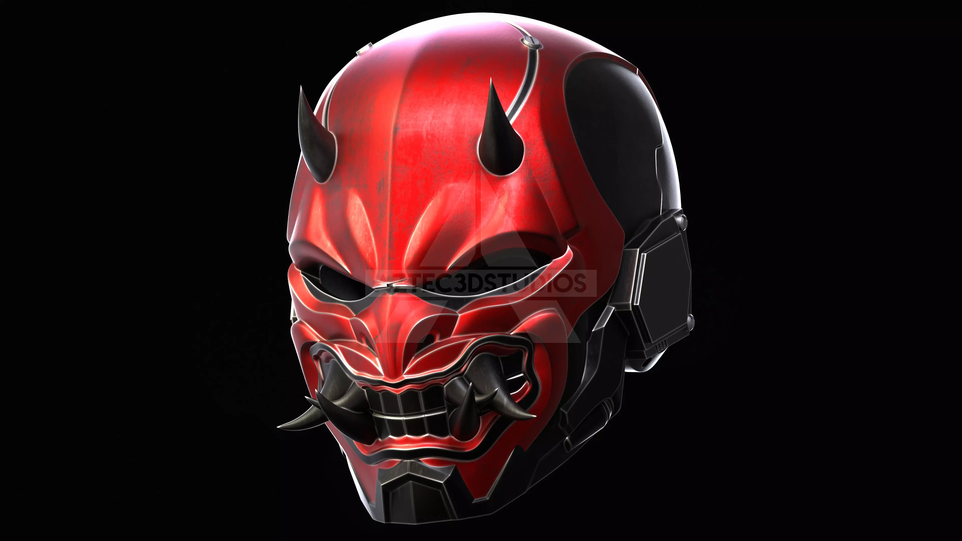 3d File- Red Hood Oni Helmet  3D print model_0