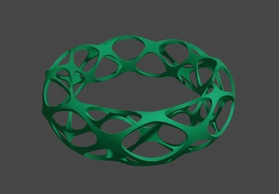Bracelet style Voronoi green 3D print model_2