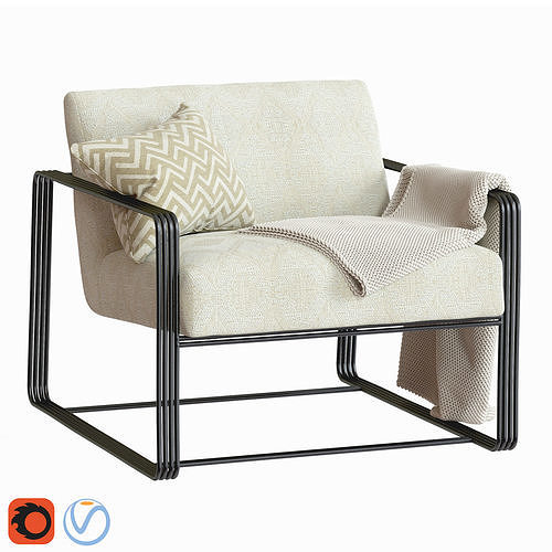 Vince Lounge Chair Frost Chenille 3D model