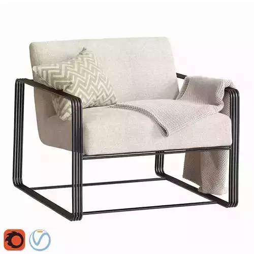 Vince Lounge Chair Frost Chenille 3D model