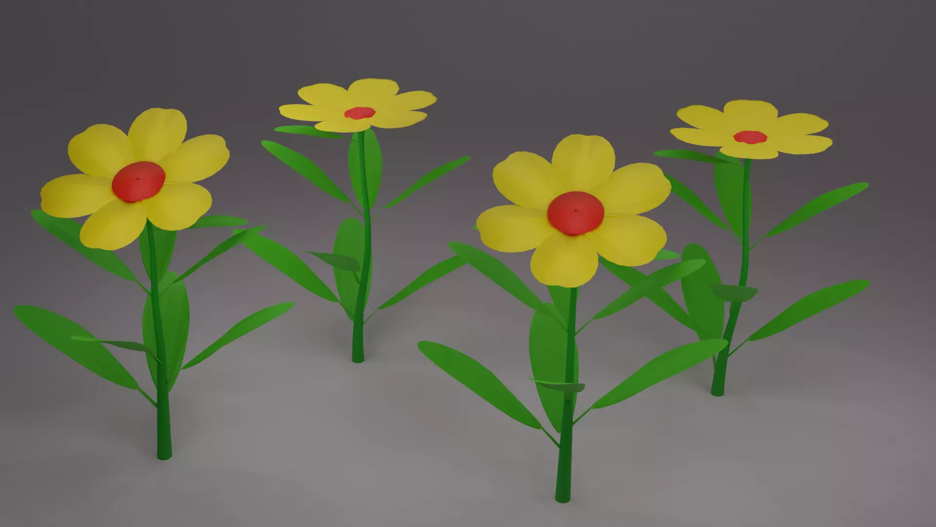 Flowers four Low-poly 3D model_0