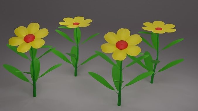 Flowers four Low-poly 3D model