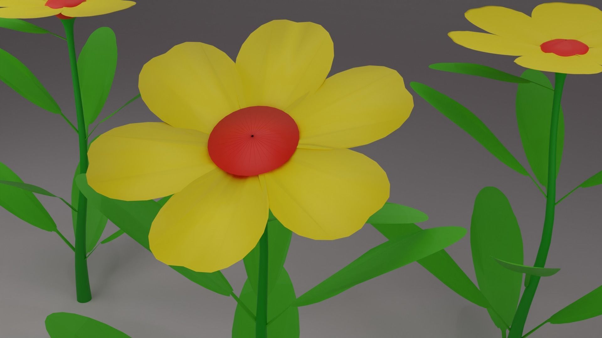Flowers four Low-poly 3D model_5