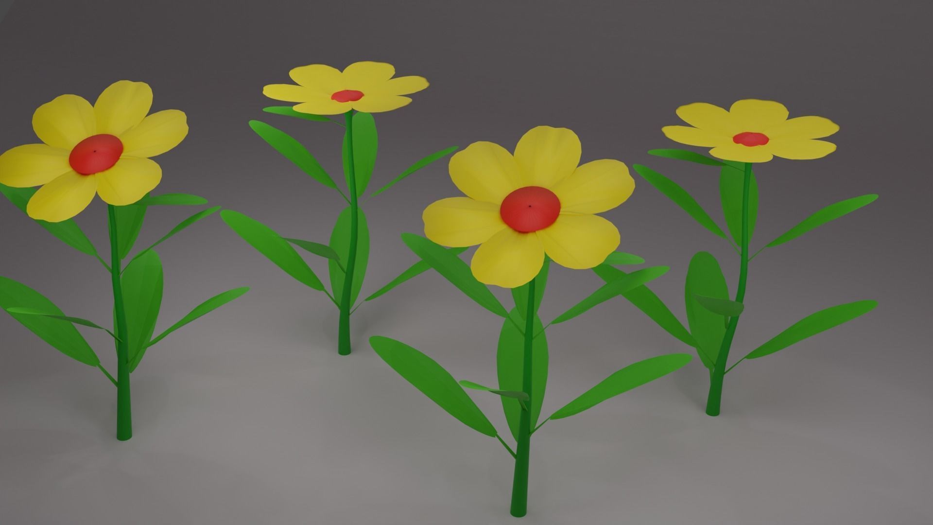 Flowers four Low-poly 3D model_4