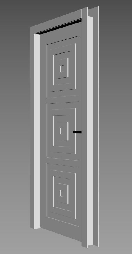 Interior door with a square pattern 3D model_5