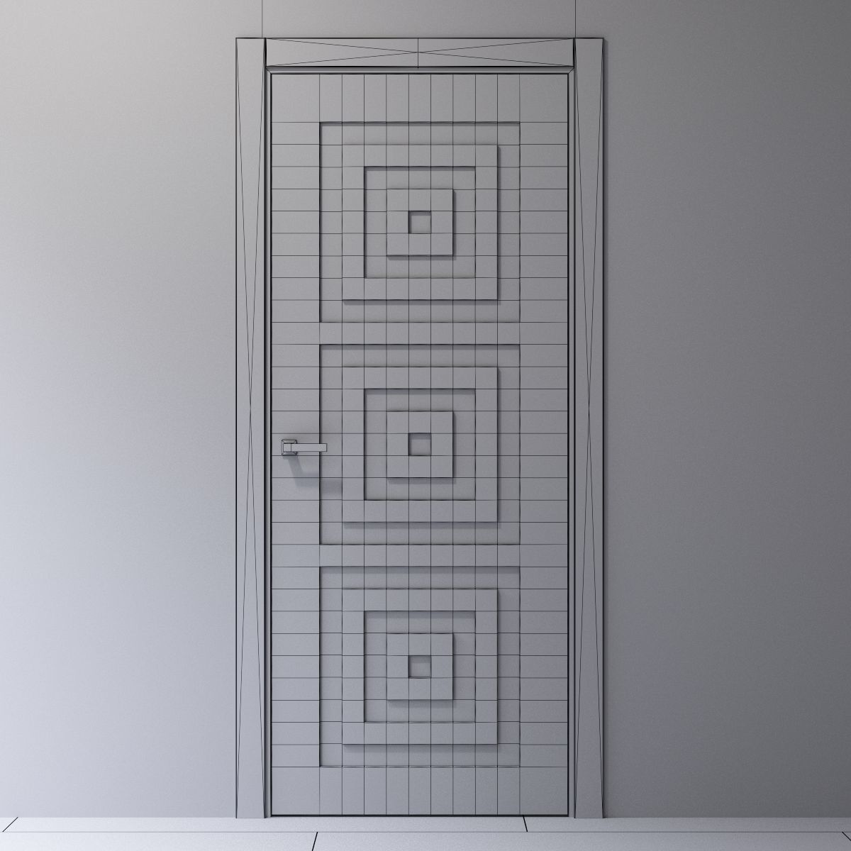 Interior door with a square pattern 3D model_3
