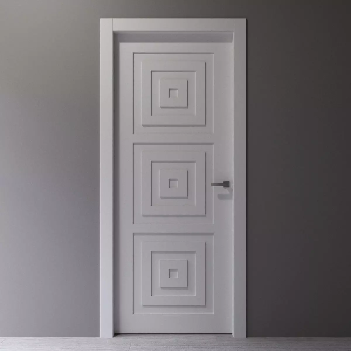 Interior door with a square pattern 3D model_0