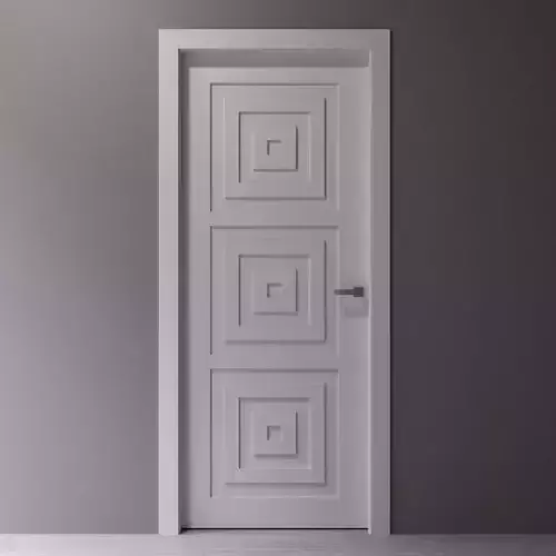 Interior door with a square pattern