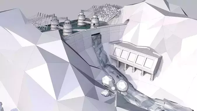 Low Poly Scenes futuristic city 3D model 7