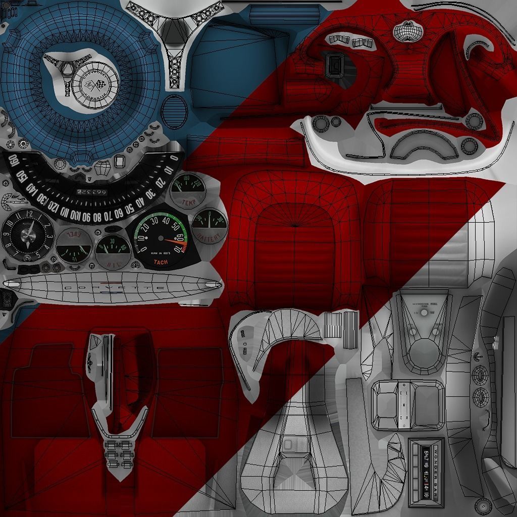 Classic sport car PBR Low-poly 3D model_36