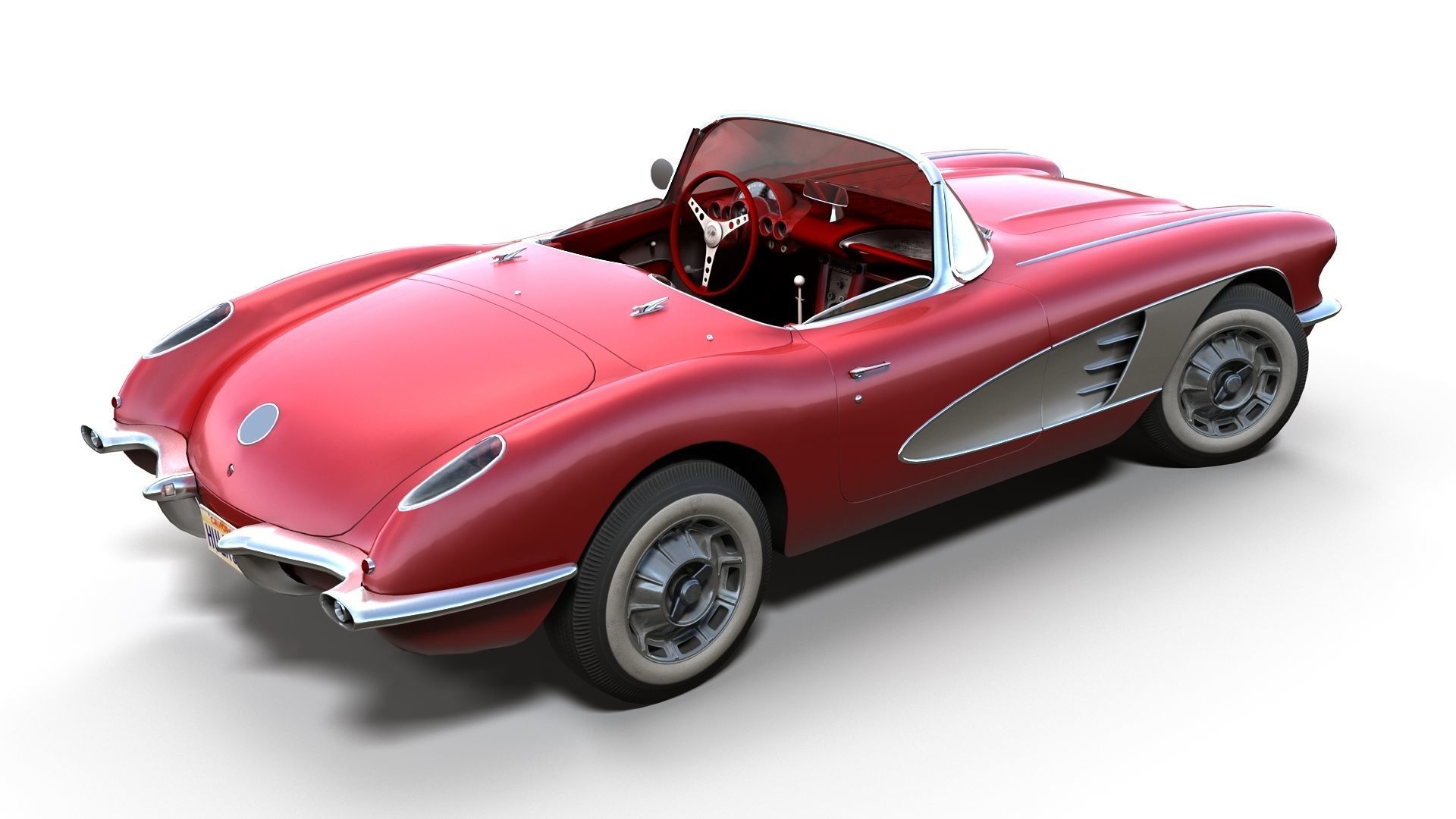Classic sport car PBR Low-poly 3D model_6