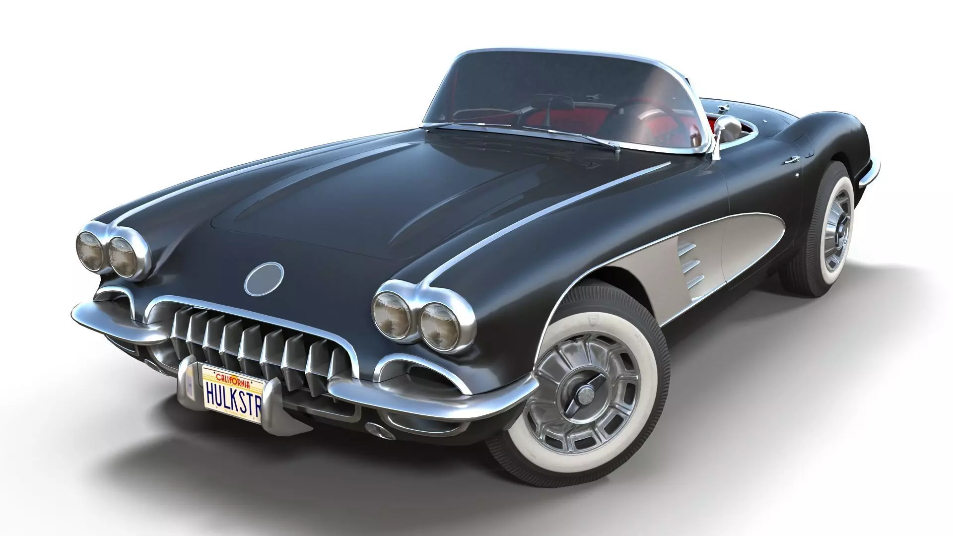 Classic sport car PBR Low-poly 3D model_0