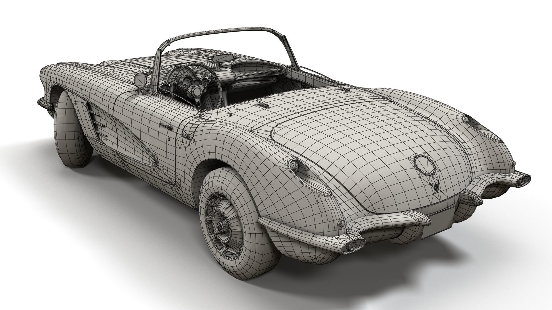 Classic sport car PBR Low-poly 3D model_10