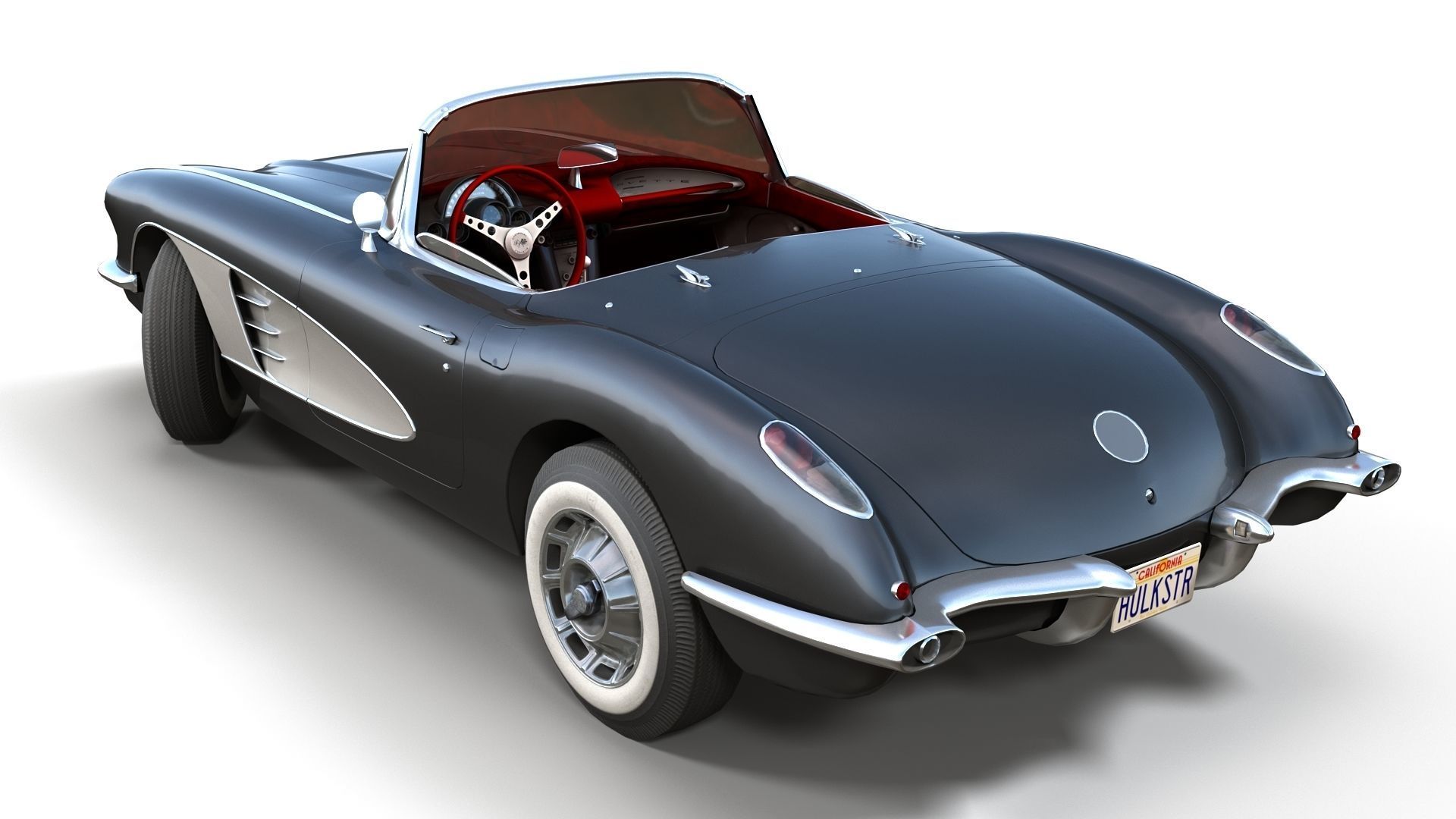 Classic sport car PBR Low-poly 3D model_1