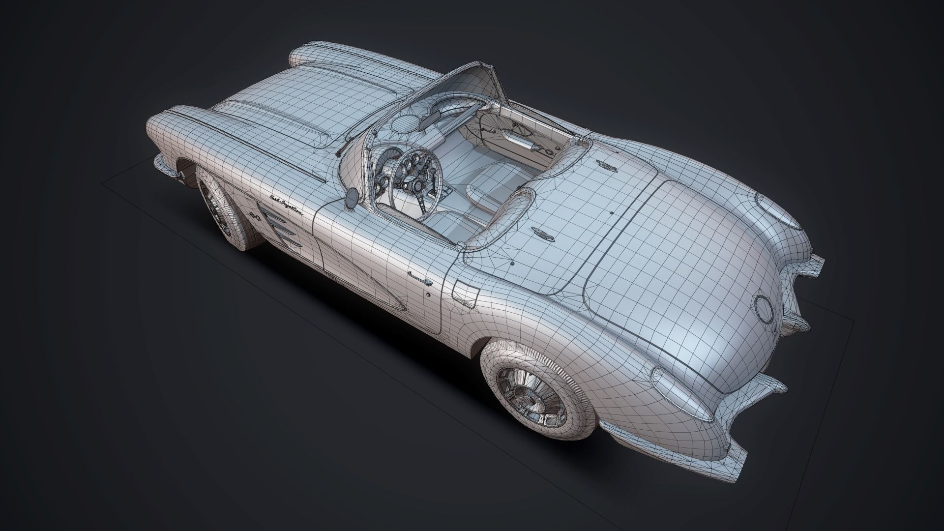 Classic sport car PBR Low-poly 3D model_27