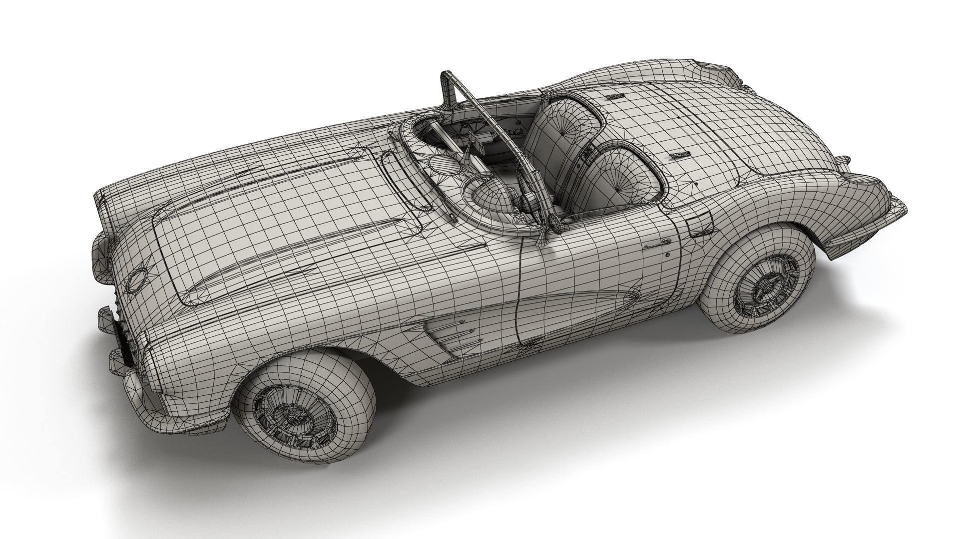 Classic sport car PBR Low-poly 3D model_14