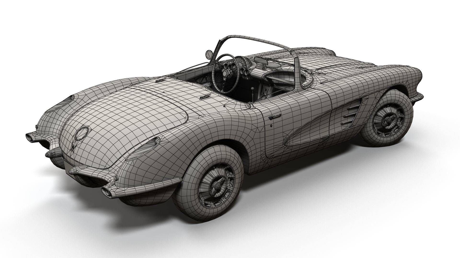 Classic sport car PBR Low-poly 3D model_15