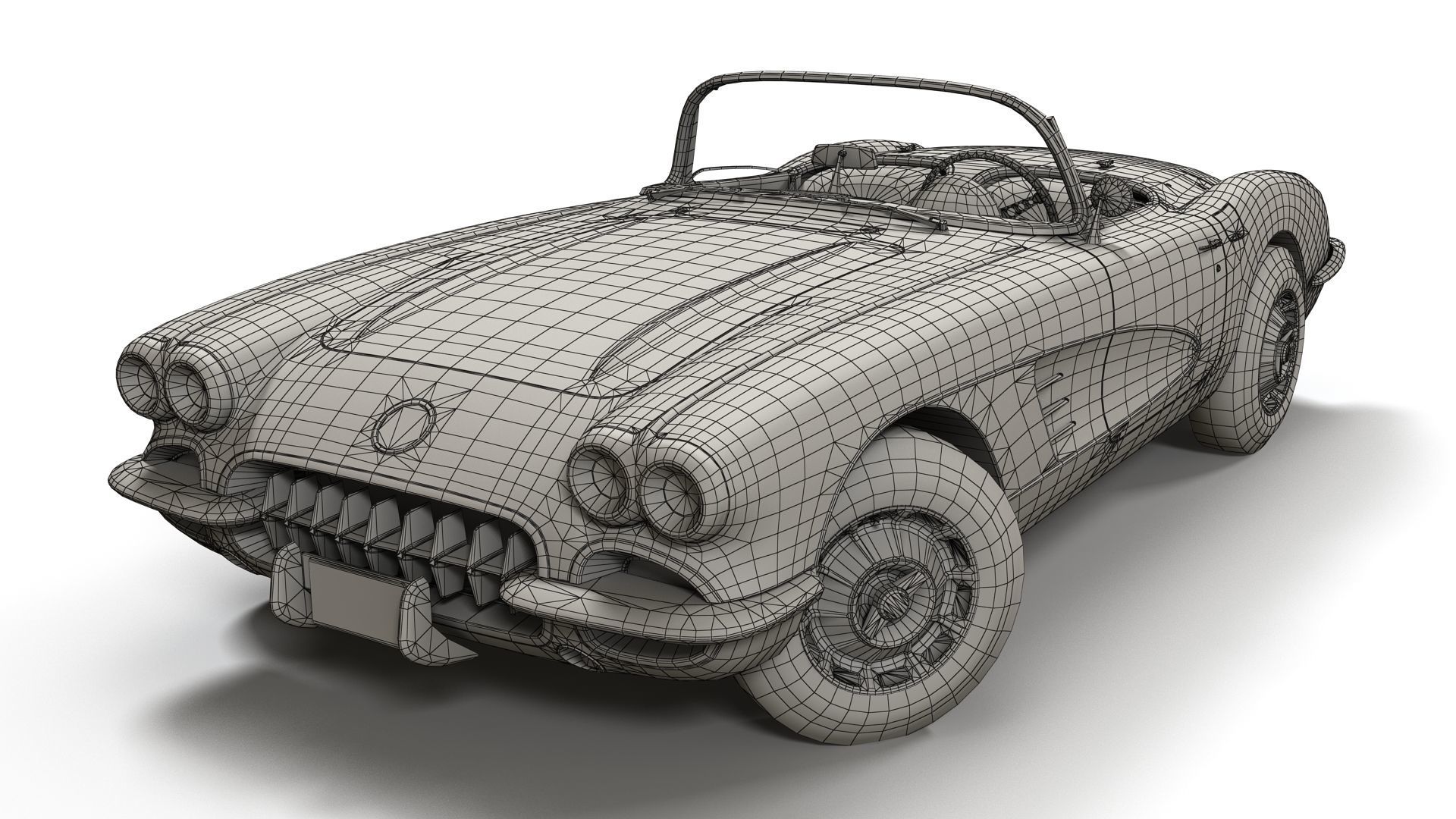 Classic sport car PBR Low-poly 3D model_9