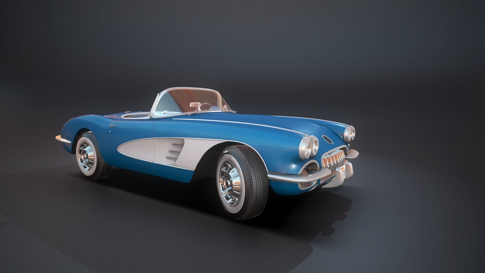 Classic sport car PBR Low-poly 3D model_24