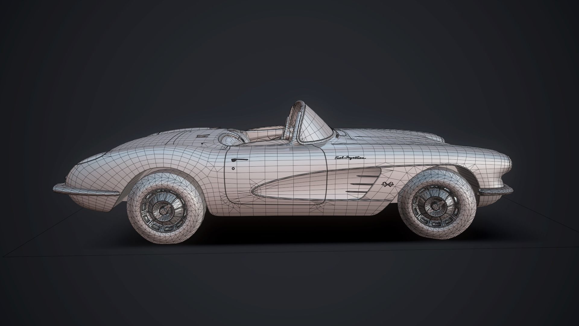 Classic sport car PBR Low-poly 3D model_25
