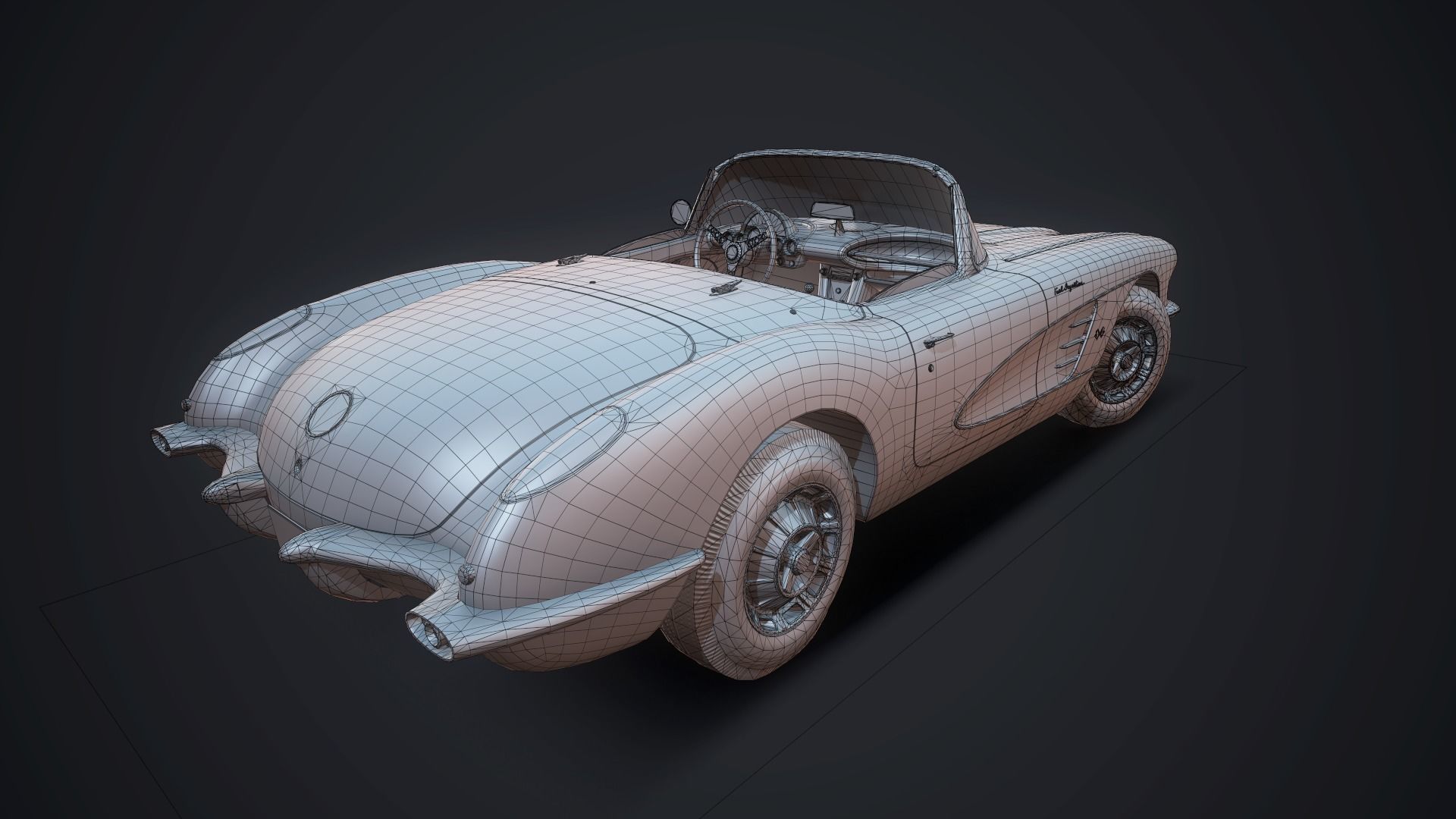 Classic sport car PBR Low-poly 3D model_29