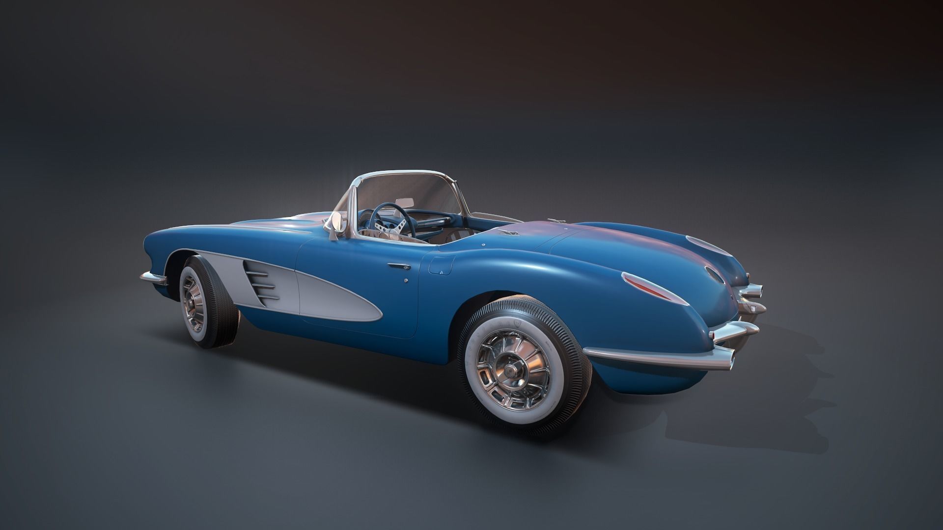 Classic sport car PBR Low-poly 3D model_23