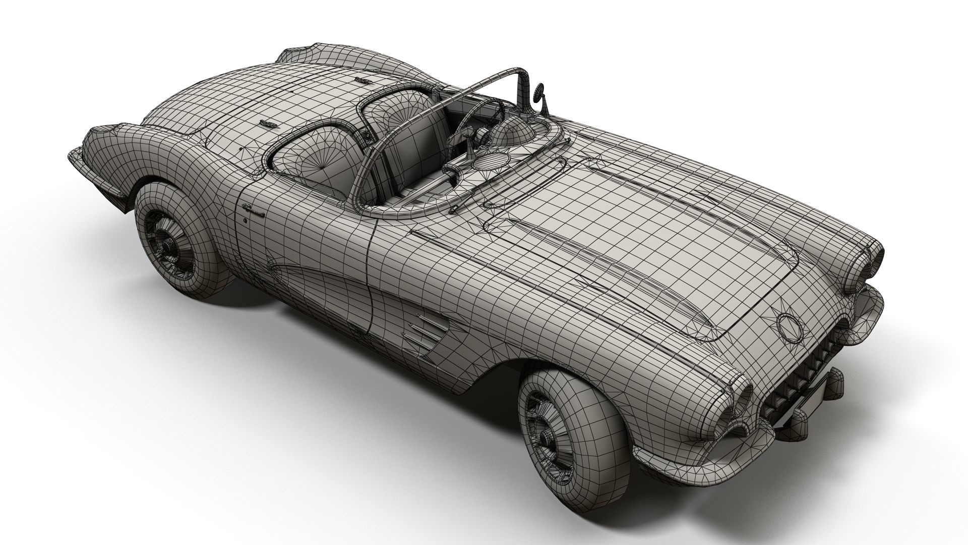 Classic sport car PBR Low-poly 3D model_13