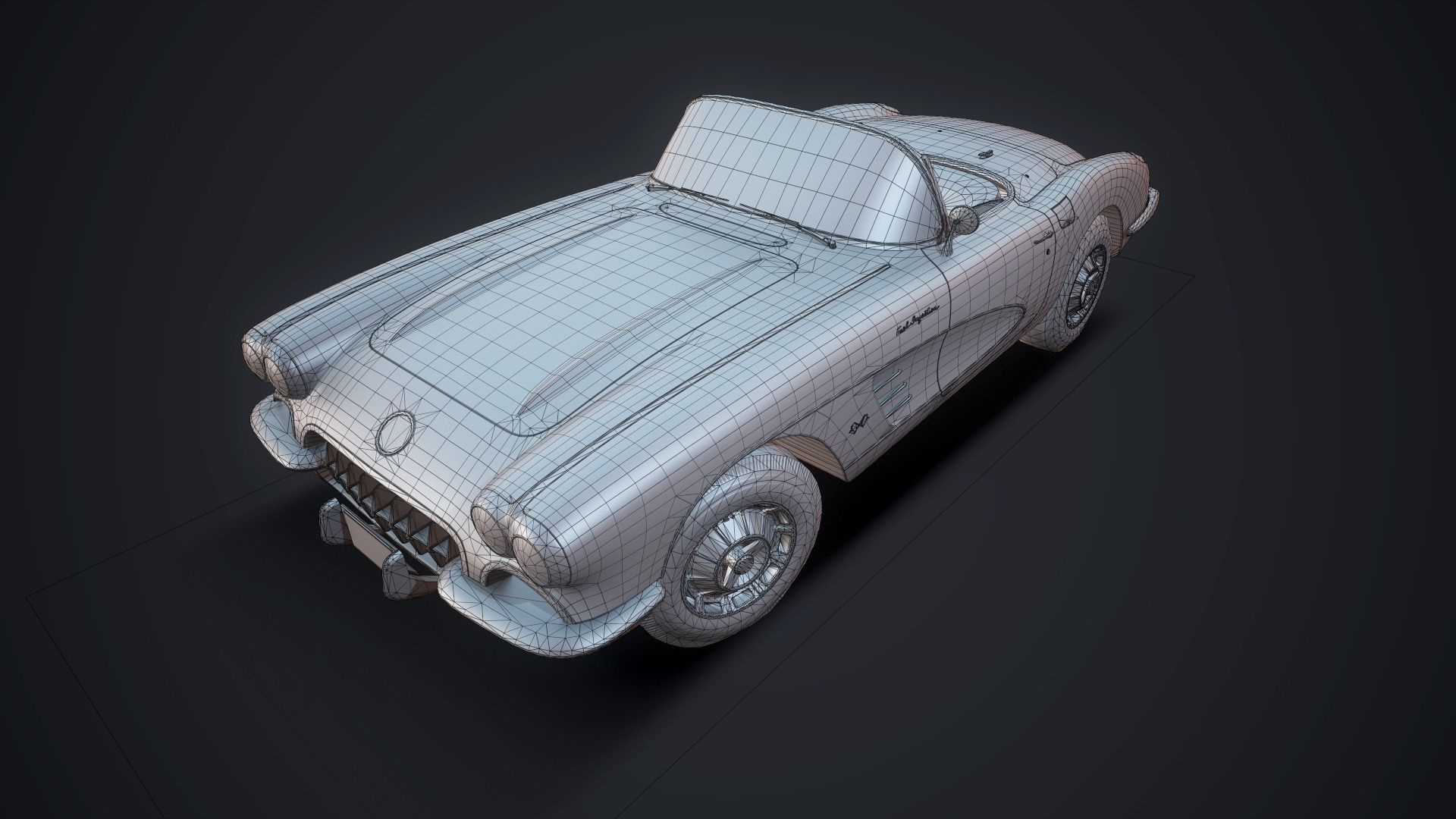 Classic sport car PBR Low-poly 3D model_26